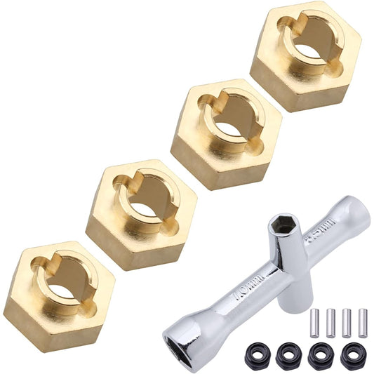4pcs 7mm Brass Hex Wheel Hub Lock Nut Hex Sleeve Wrench for AXIAL SCX24 AXI90081 Upgrade 1/24 RC Crawler Car