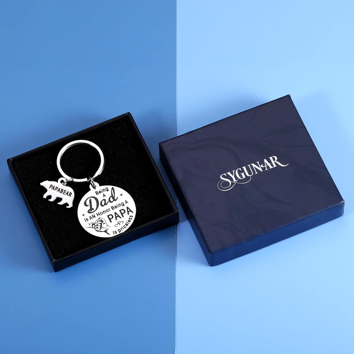 Father's Day Keychain Gift for Dad Dad Father Valentine's Day Birthday Christmas Thanksgiving Easter Wedding Keychain Daughter Son to Dad New Dad First Time Father Stepfather Male Husband, Silver, Small