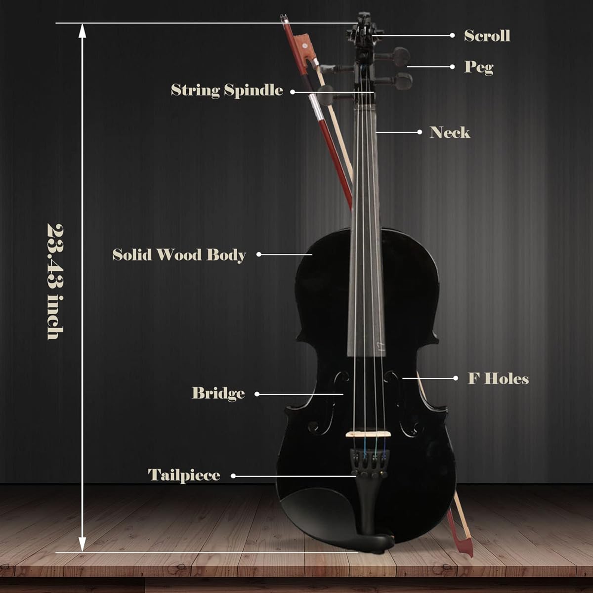 BELANITAS Violin 4/4 Full Size Fiddle Set Acoustic Violin Children Adult String Instrument Beginner Student Hard Case, Violin Ribbon, Rosin, Black