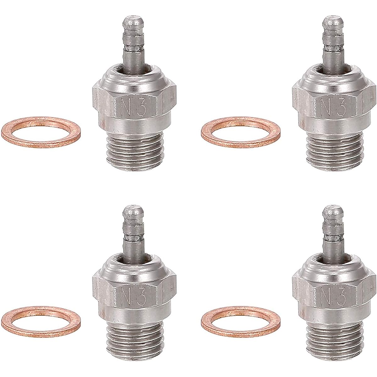 Esilun 4pcs 70117 Hot Glow Plugs N3 No.3 Spark Nitro Engine Parts Replacement for OS Traxxas Kyosho HSP HPI Redcat 1/8 1/10 RC Car Truck Buggy