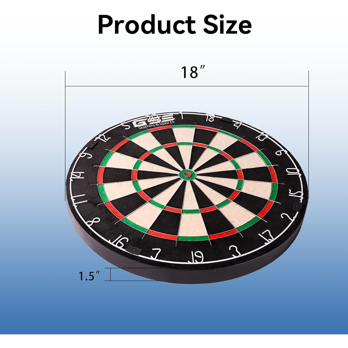 GSE Professional Self-Healing Bristle Dartboard Game Set with 17 Gram Steel Tip Darts, Regulation Size Staple Free Inner Bull Sisal Dartboard, Rotating Number Ring and Chalk Scoreboard