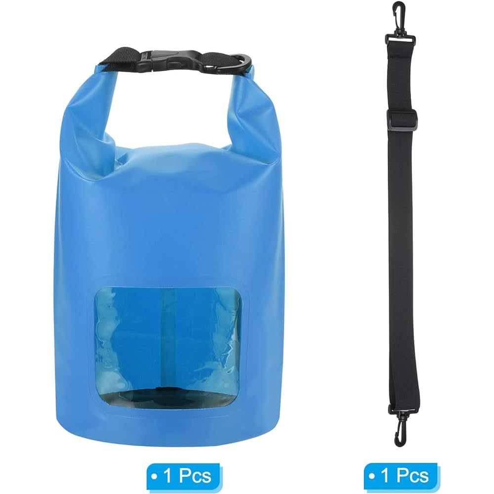 PATIKIL Floating Waterproof Dry Bag 5L Outdoor Float Dry Bag Roll Backpack with Clear Window for Boating Kayaking Hiking Camping Blue