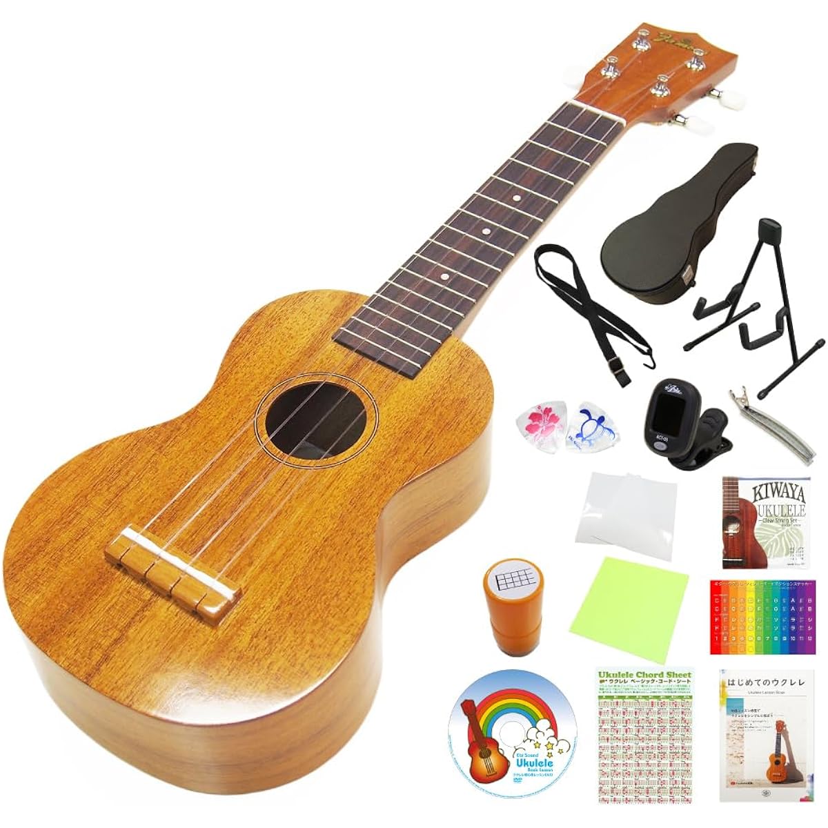 Famous Domestic Ukulele FS-5G High Grade 15 Piece Set with Soprano Hard Case Hawaiian Core (Reliable Made in Japan) (Gorgeous Tone) (U)