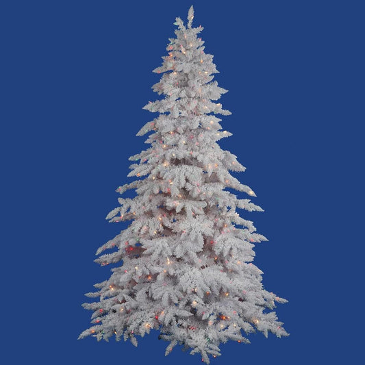 Vickerman 4.5 ft Flocked White Artificial Tree with 250 LED Lights