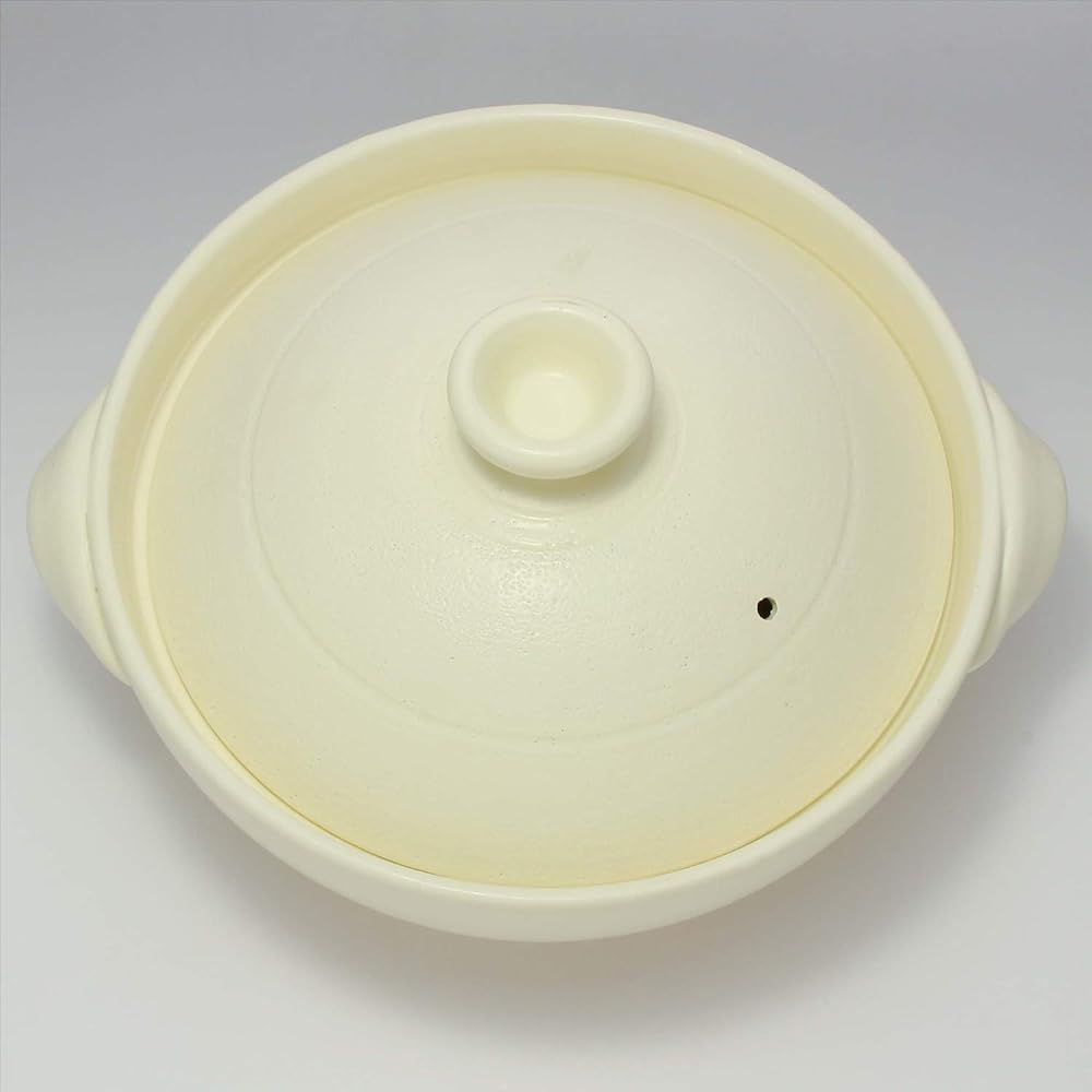 Banko-yaki clay pot, cooking pot, size 8, for 2-3 people, approx. 1900ml, white, open flame compatible, made in Japan 17697