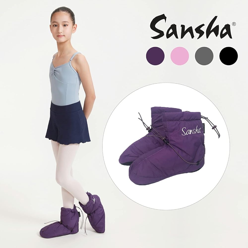 [Sansha] WOOM1 Warm-up boots (leather sole) for adults, children, kids, ballet dance, dressing room boots, cold, warm, injury prevention