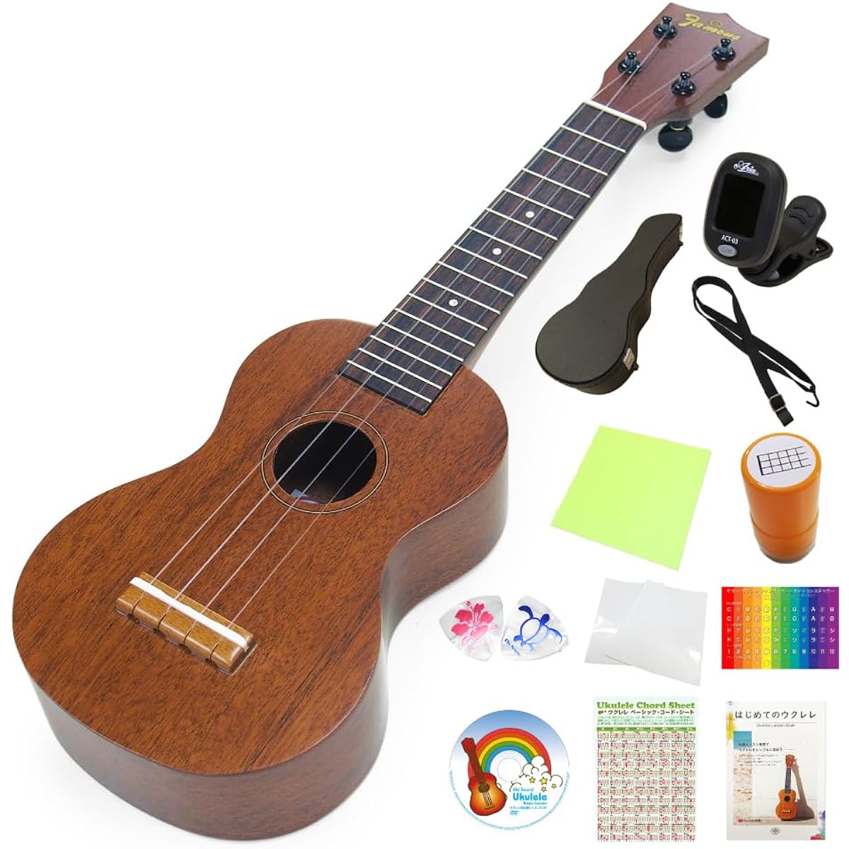 Famous FS-6CST Japanese-made ukulele, soprano, with hard case, special 12-piece set, solid mahogany top (made in Japan) (u)