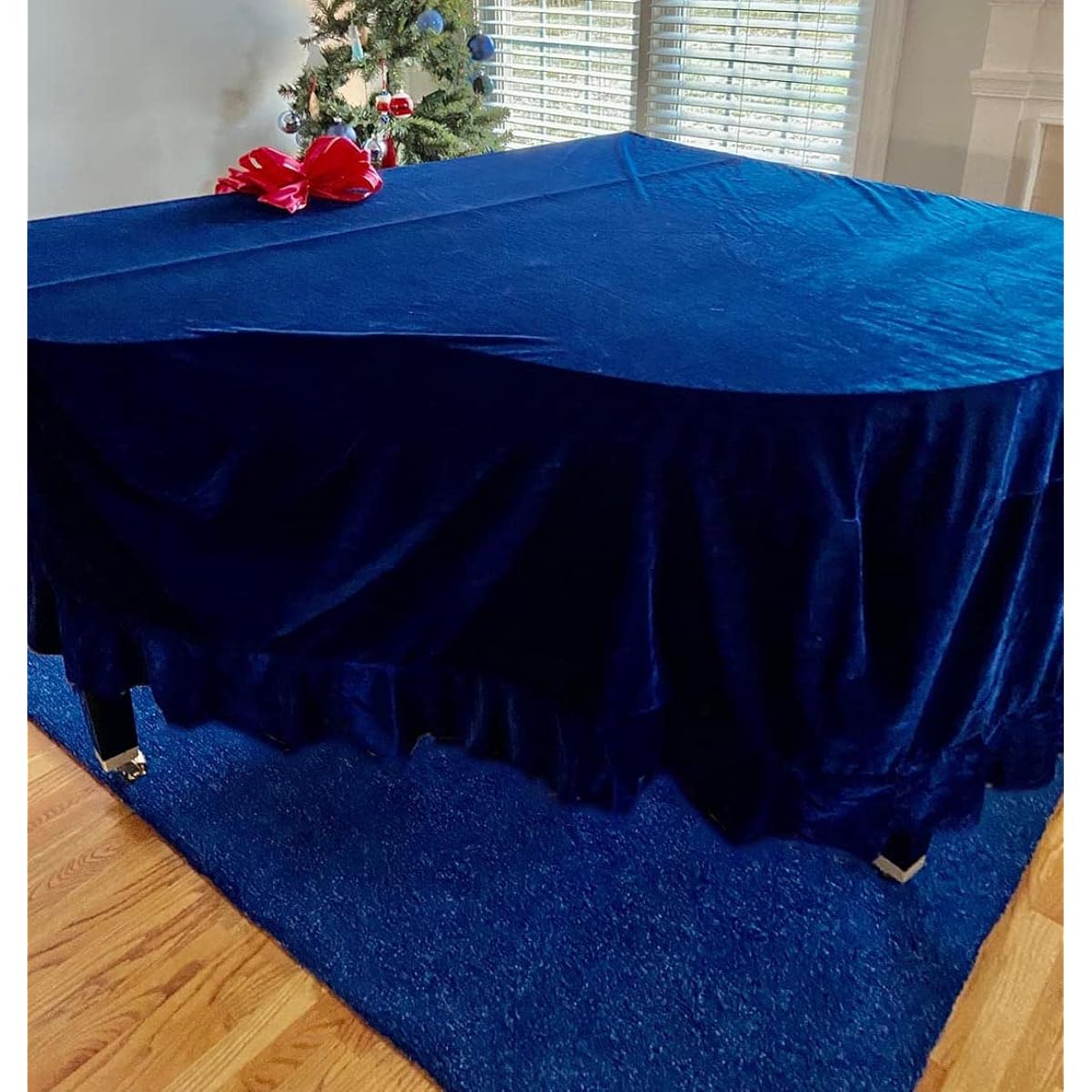 J&C Grand Piano Cover 220G Thicker Pile Gold Velvet 5' 5.5' 5' 8' 6' 6.8' 7.5' 8' Dustproof and Static (Blue, Excluding Chair Cover) (170-180 cm /5.5 -5.9')