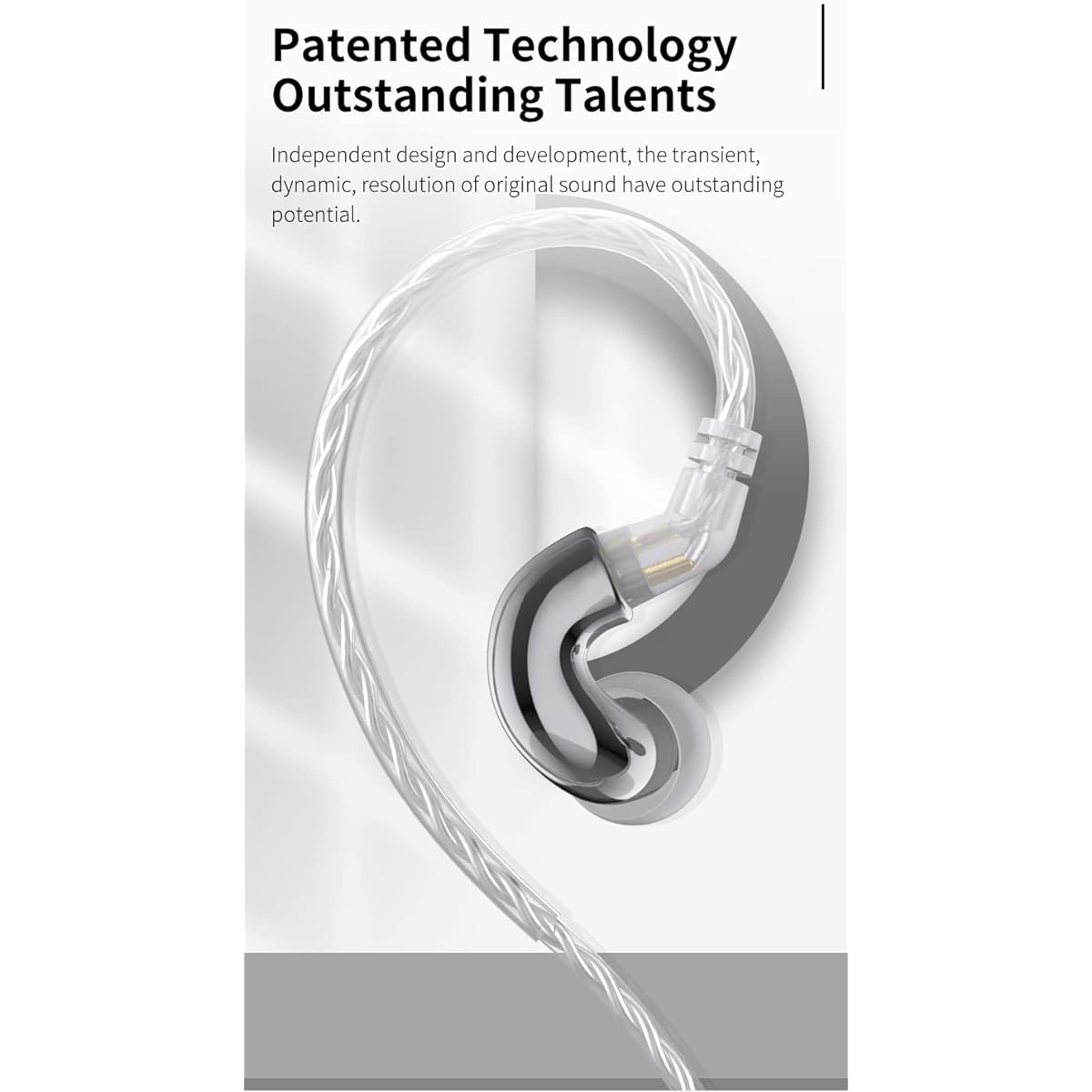 Keephifi IEM BL-Mini Zinc Alloy Cavity, 6mm Lightweight Diaphragm Earbuds 2 Pin Detachable Cable HiFi Bass IEM Headphones for Music Sports and Video (No Microphone, Gun)