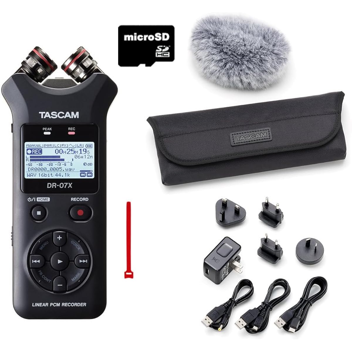 TASCAM USB function equipped recorder DR-07X (accessory pack AK-DR11G/microSD card set)