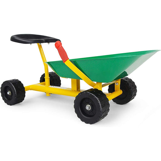 (Honey Joy) HONEY JOY Ride-on Sand Dumper Children's Outdoor Garden Dump Cart Wheelbarrow with 8 Inch Wheels Heavy Duty Steel Sitable Tow Wagon Play Toy Boys Girls