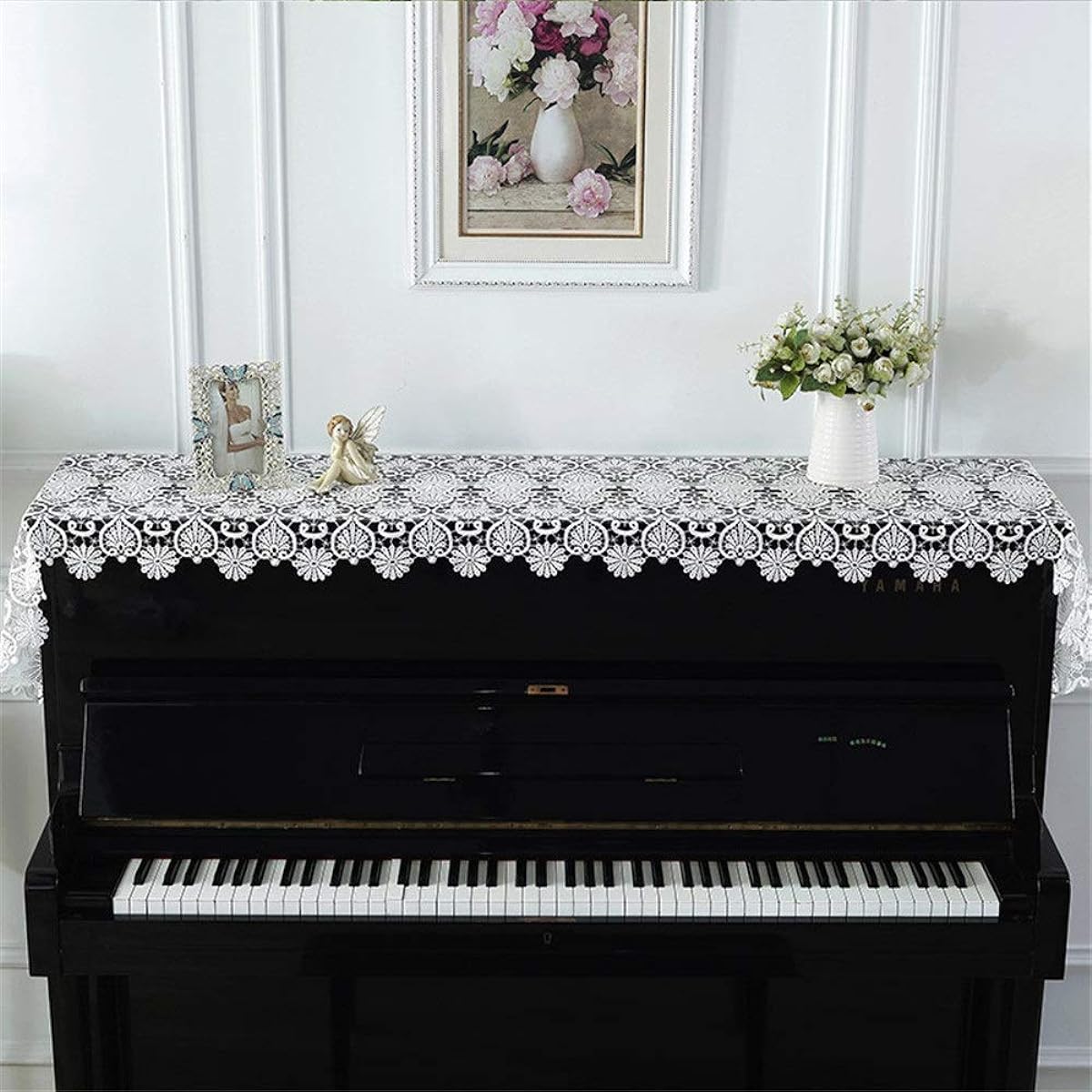 Piano Cover Simple Lace Piano Cover Embroidered Fabric Piano 50x210cm Bags Covers Cases (Color : A Size : Free Size) (A Free Size)