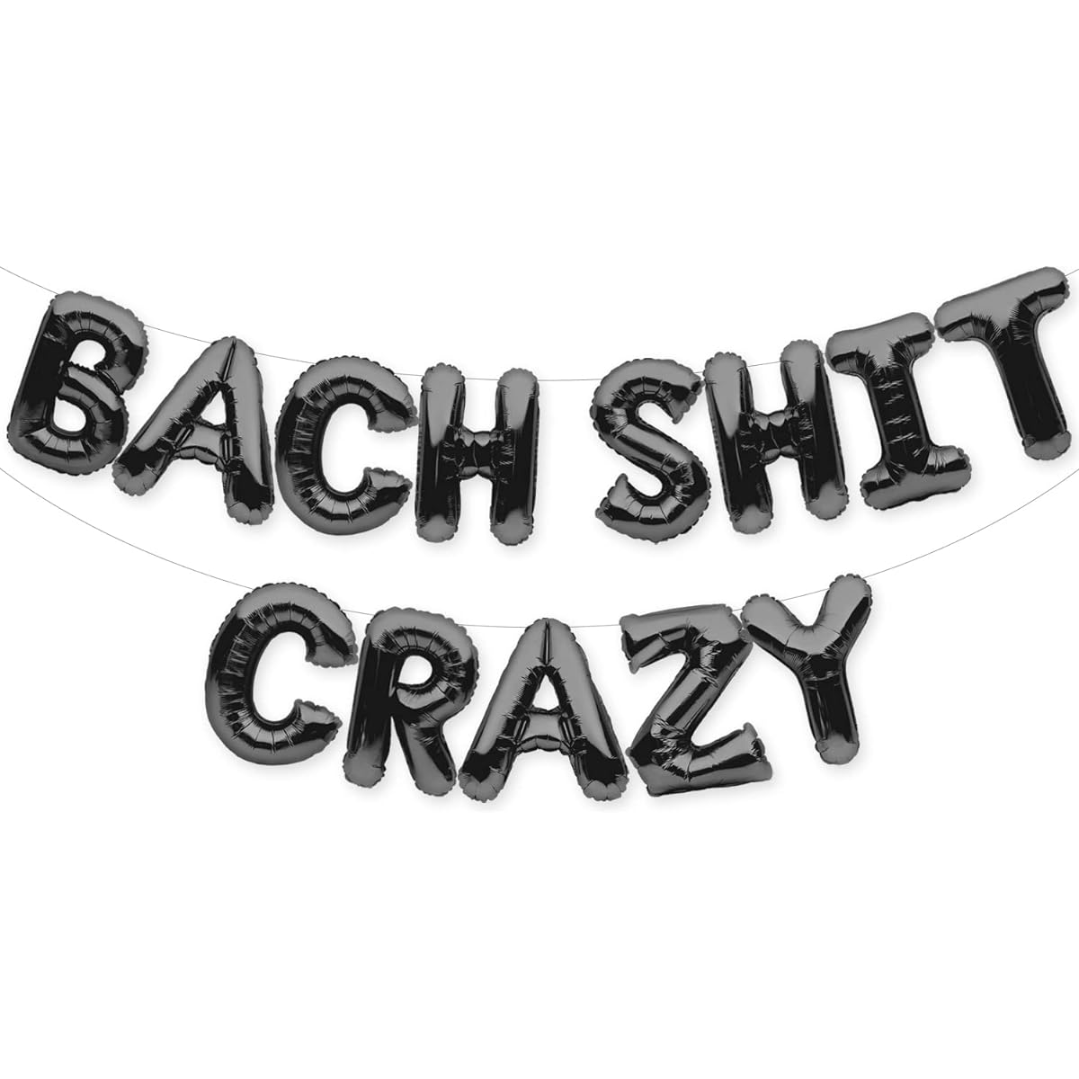 PartyForever Bach Shit Crazy Bachelorette Party Decorations Balloons Black 16" Letter Banner Bridal Shower Decorations Kit