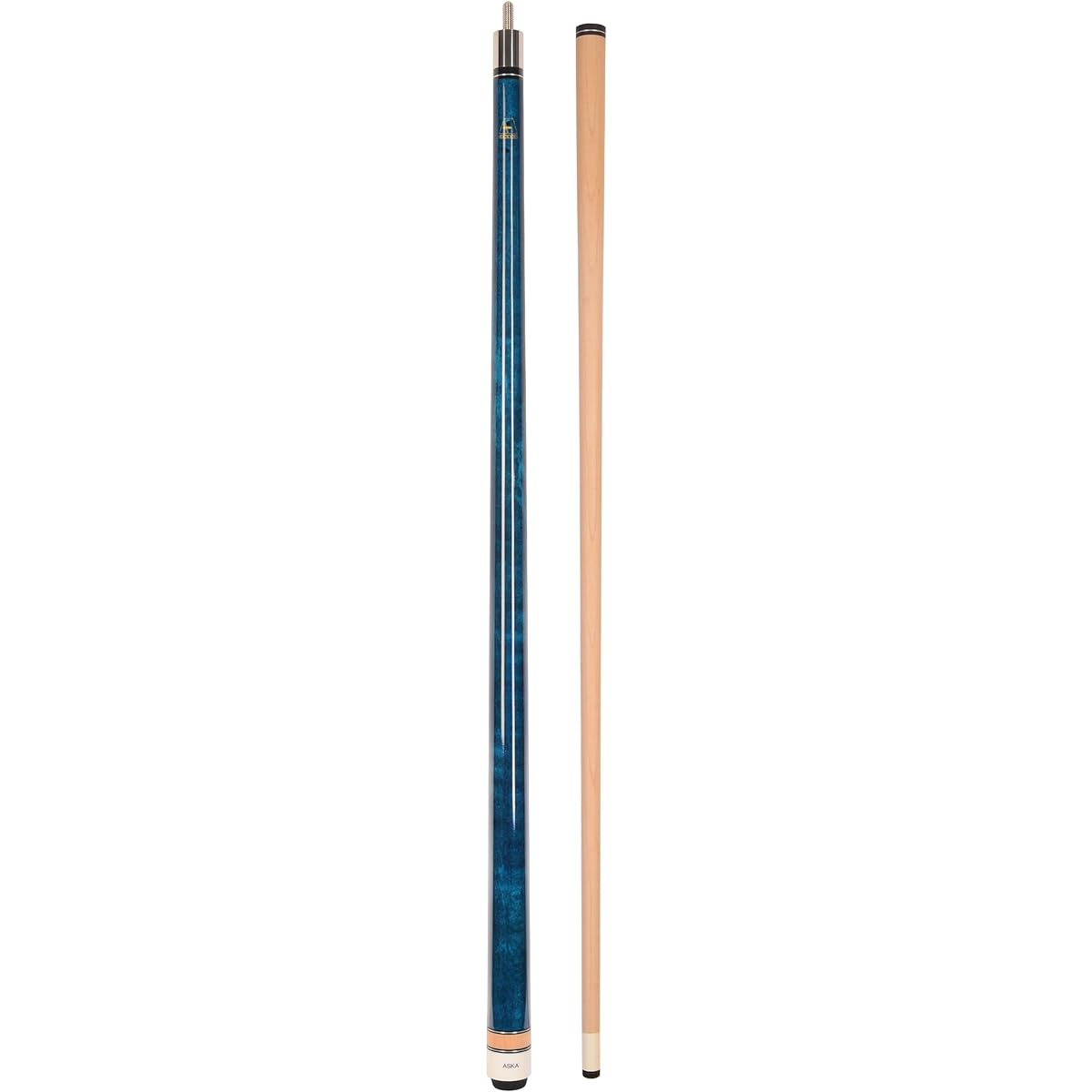 Aska L3 2PC No Lap Pool Cue Stick, 58" Hard Rock Canadian Maple, 13mm Hard Tip, Improve Your Game (Blue 20-ounce)