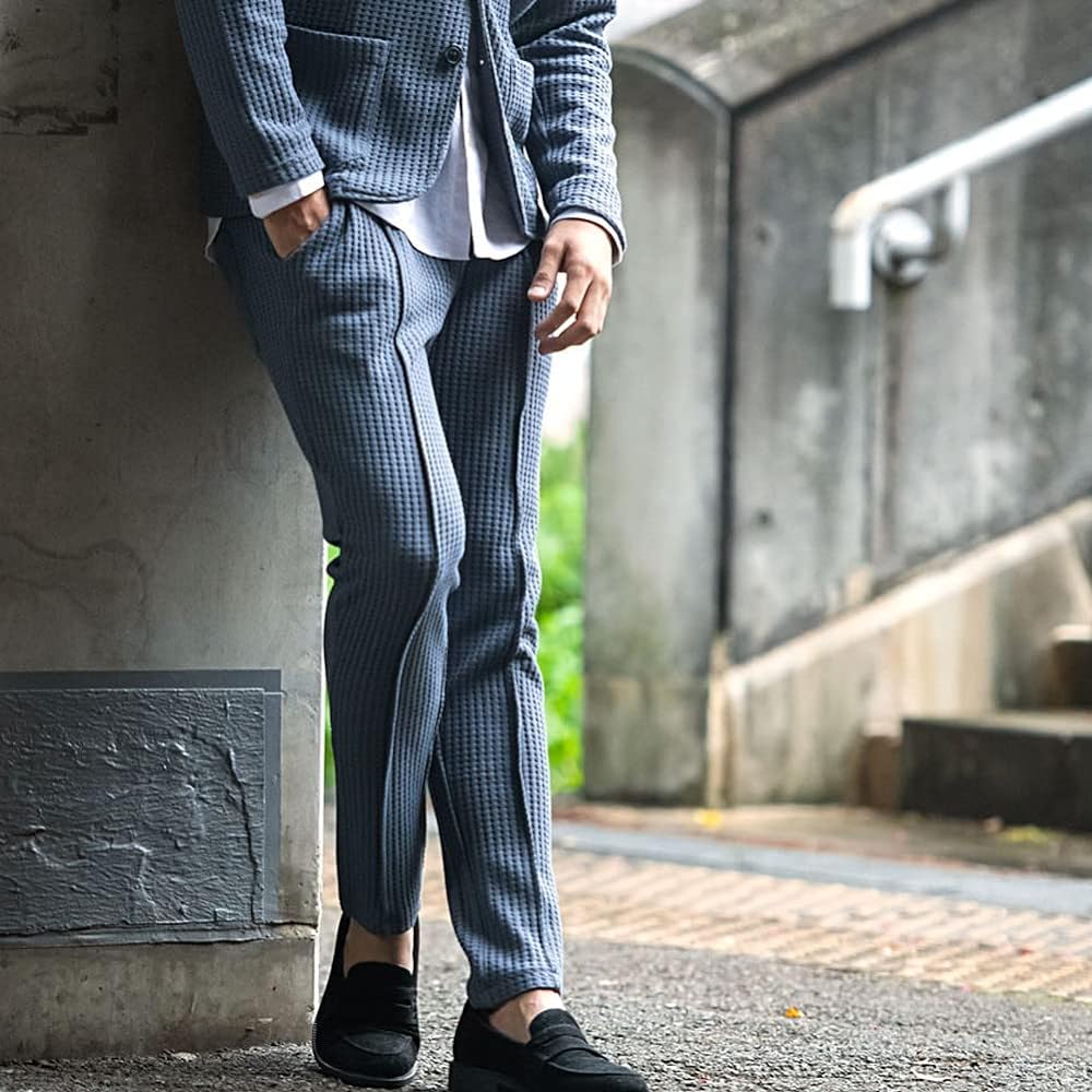 Cavalier Men's Unisex Top and Bottom Setup Jacket Long Pants Waffle Stretch CAJP22-12