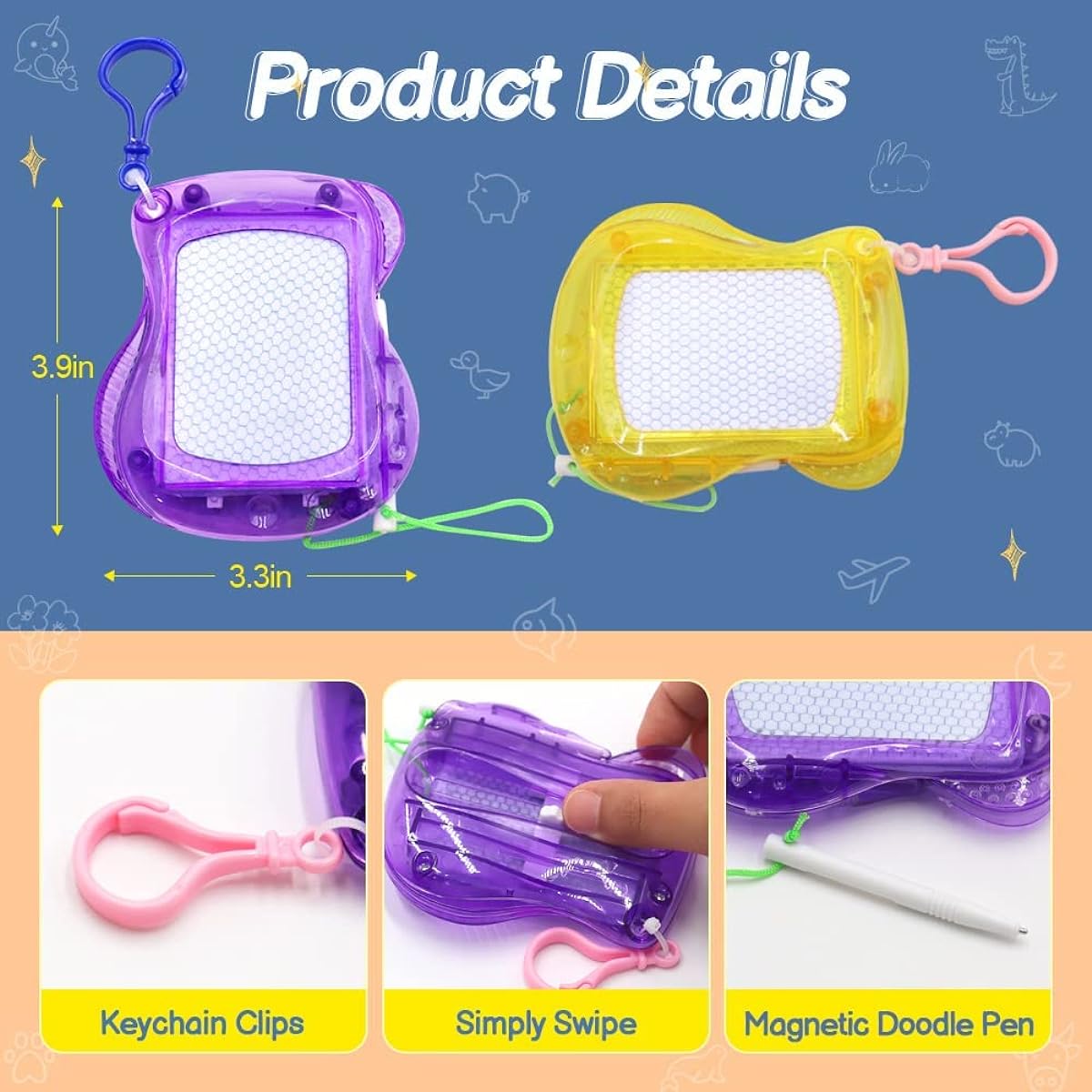 28 Mini Magnetic Writing Boards for Kids Party Favors Ages 3-5, 4-8, Classroom Prizes, Doodle Boards, Bulk Toys, Goodie Bag Stuffers, Etching, Sketching, Kids Keychains, Birthday Party Favors