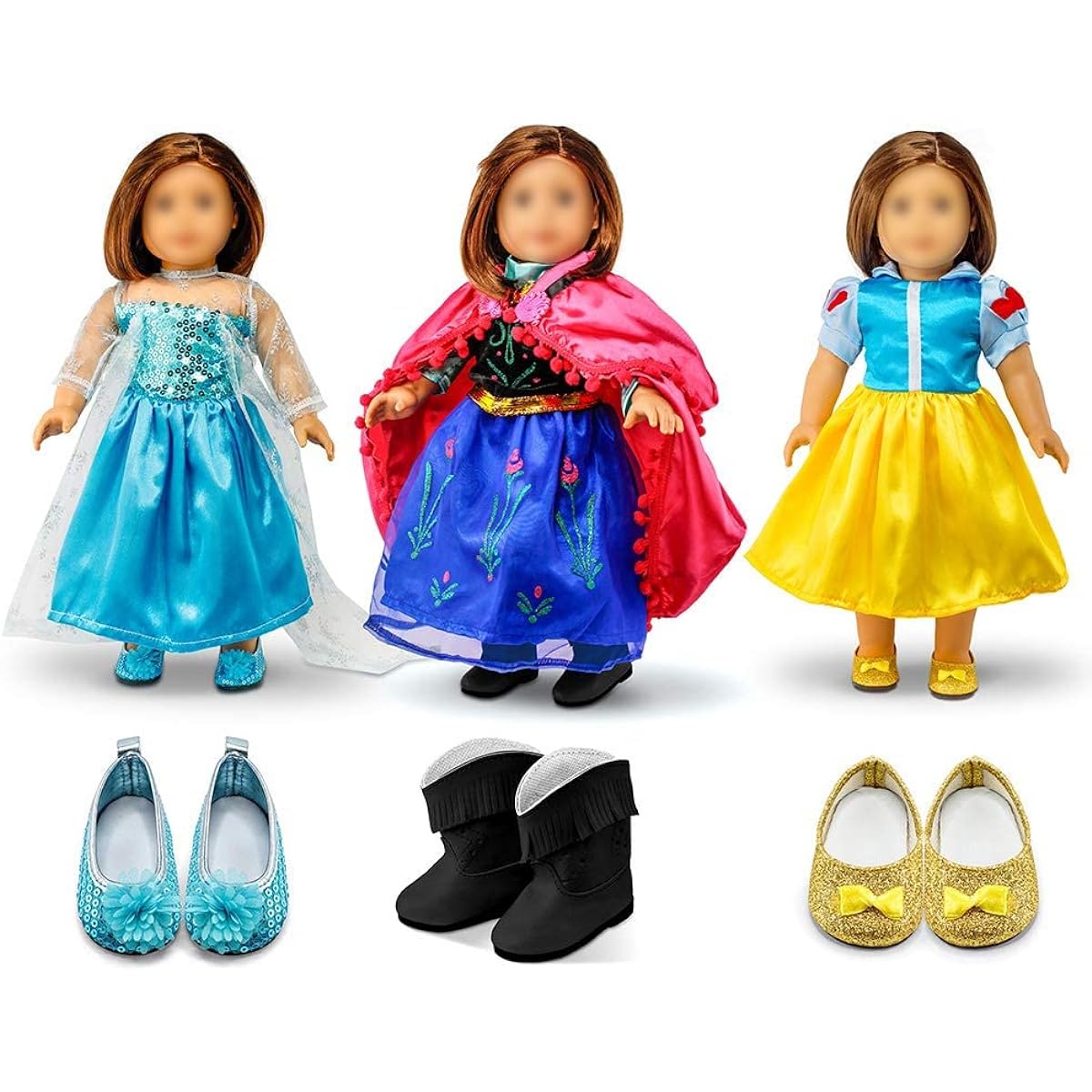 OCT17 American Girl 18" Princess Dress 18" Doll Clothes Accessories Costume Outfit 3 Sets
