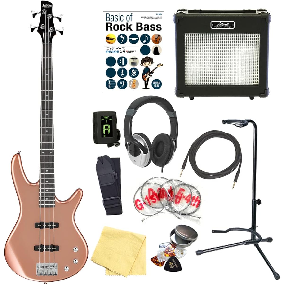 Ibanez GSR180 CM 4-string electric bass guitar for beginners, 13-piece set