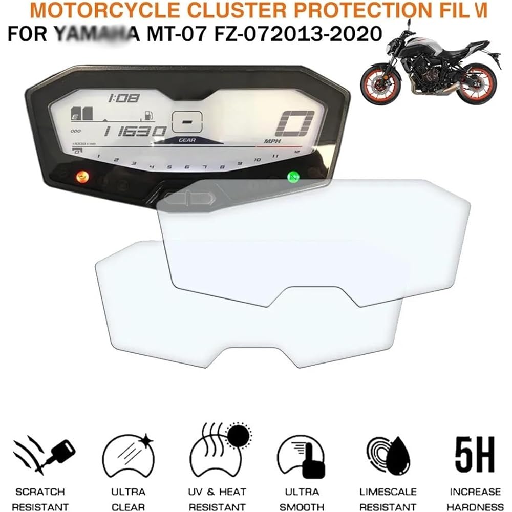 Fits for MT-07 MT07 FZ 07 FZ07 2013-2020 Speedometer Accessories Motorcycle Cluster Scratch Protection Film Screen Protector Instrument