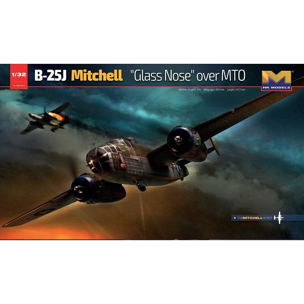 HK Model 1/32 US Army B-25J Mitchell Glassnose over MTO Plastic Model 01E024
