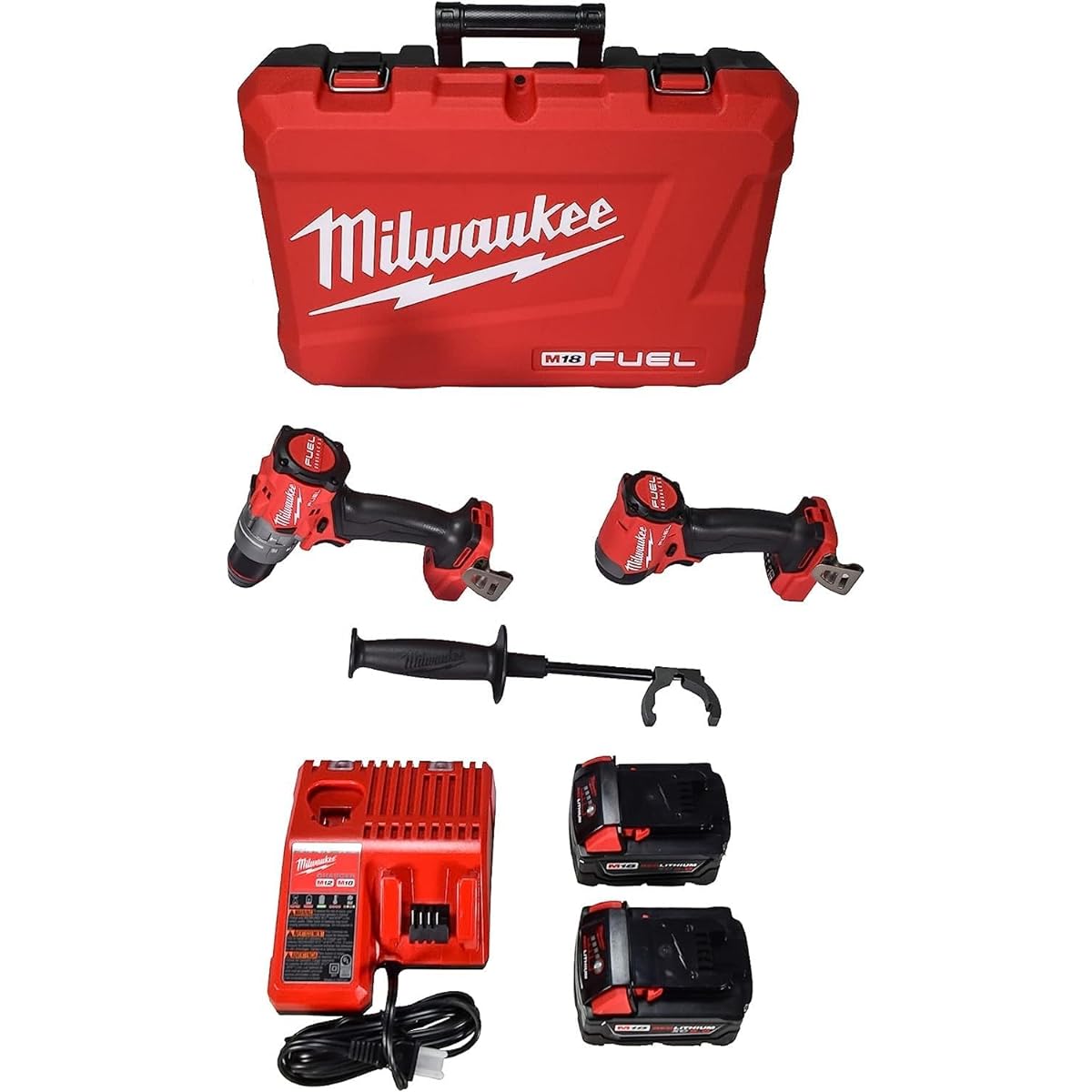 Milwaukee - 3697-22 18V Lithium-Ion Brushless Cordless Hammer Drill Combo Kit, 2-Tool with 2 5.0 Ah Batteries, Charger and Tool Box