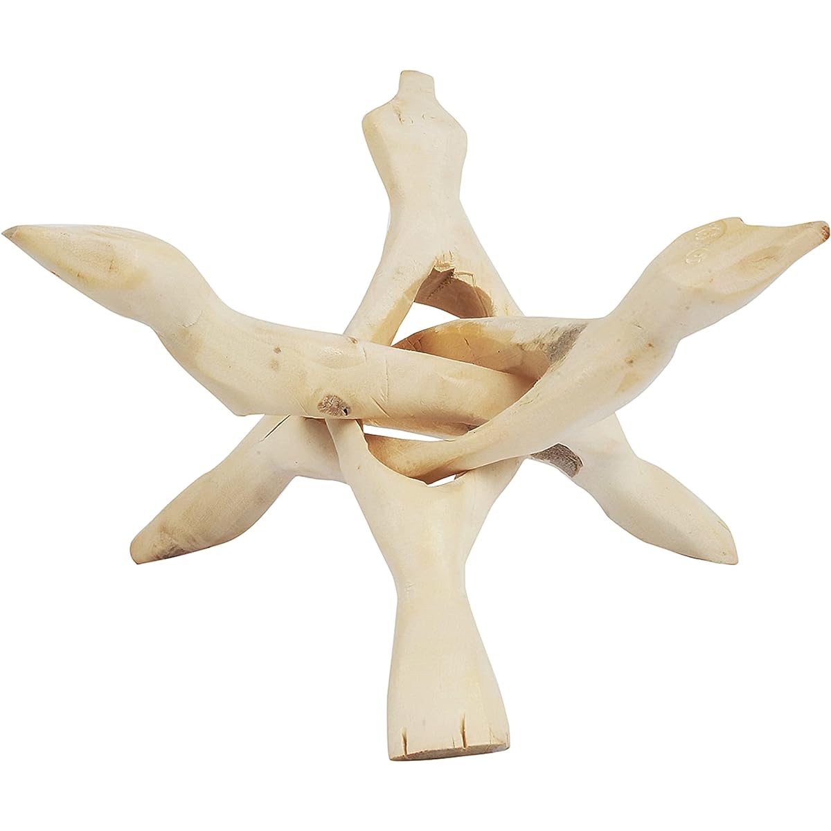 Indian Consigners Cobra Wooden Tripod Stand Natural 8"
