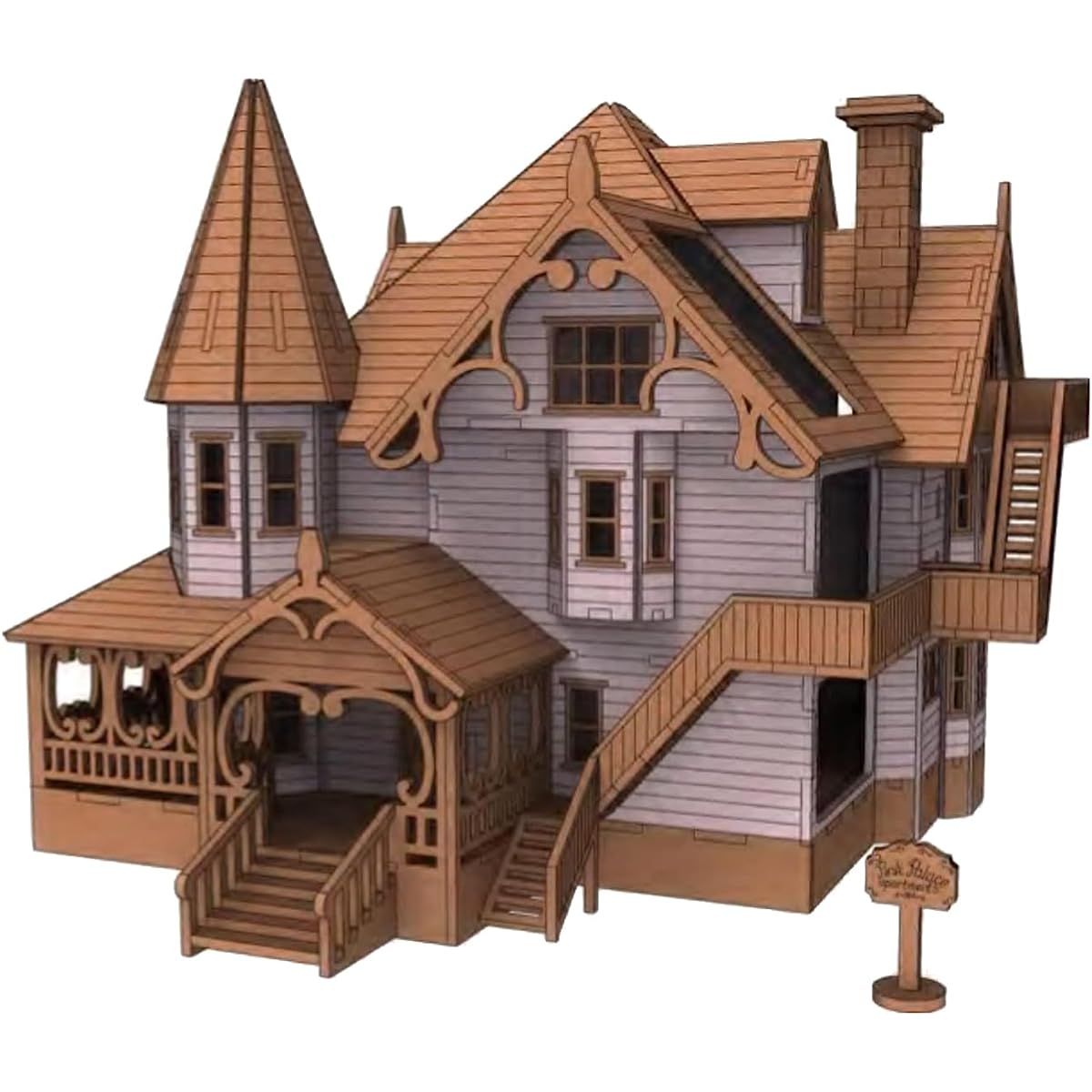 Bird's Wood Shack Pink Palace Coraline Dollhouse Model Kit with Intricate Details Easy to Assemble 3D Wooden Puzzle DIY Craft Kit for Adults Escalate 1:48