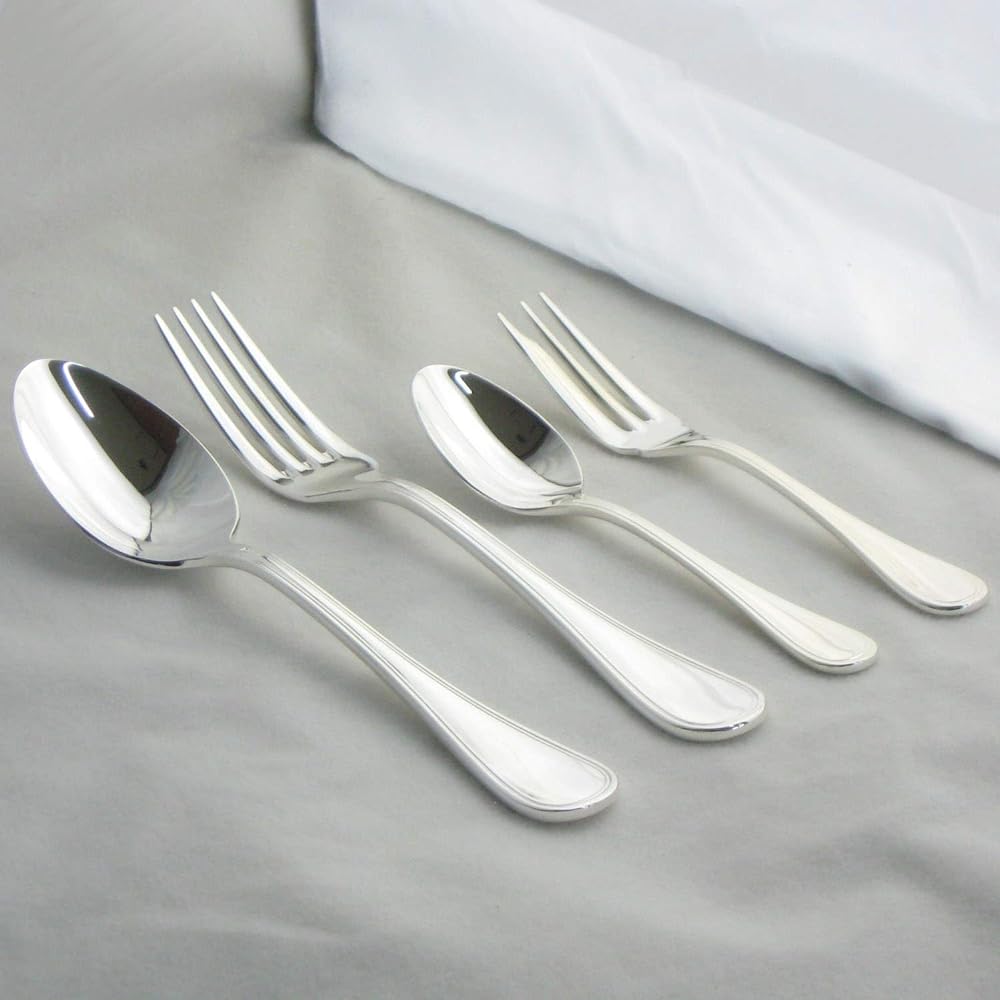 Nagao German Silver Dinner Cutlery Set of 4, Nickel Silver, Made in Japan
