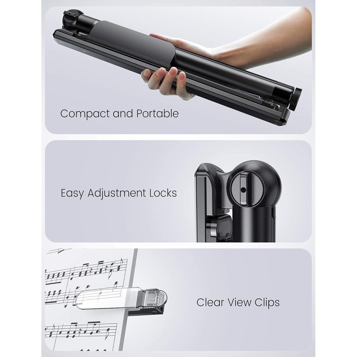ANXRE Music Stand for Sheet Music, Portable Foldable Music Stand with Carry Bag for Kids/Adults/School/Orchestra/Symphony/Travel/Home