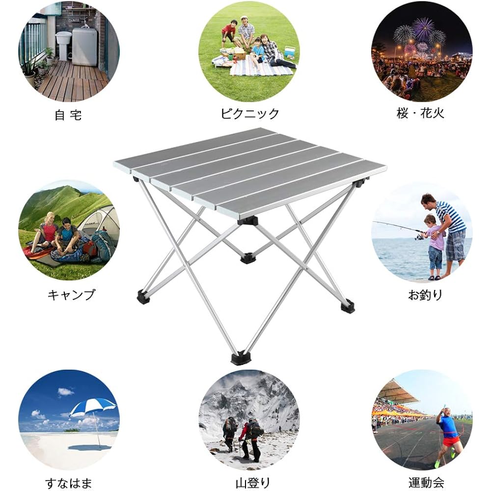Roll Table, Outdoor Table, Folding Mini Table, Made of Aluminum, Lightweight, Heat Resistant, Oxidized, Waterproof, Rustproof, Stable, Includes Storage Bag, Compact Storage, Perfect for Camping, Mountain Climbing, Fishing, Camping, Picnics, Barbecues, Sp