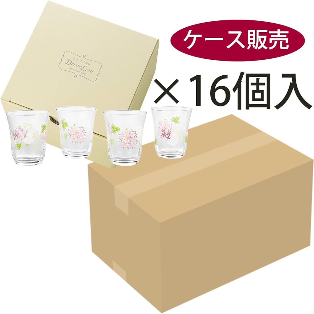 Toyo Sasaki Glass Tumbler Glass Set Decor Line Flower Violet Made in Japan Dishwasher Safe (Sold in Case) Purple 230ml G310-T295 Set of 4 x 16 pieces