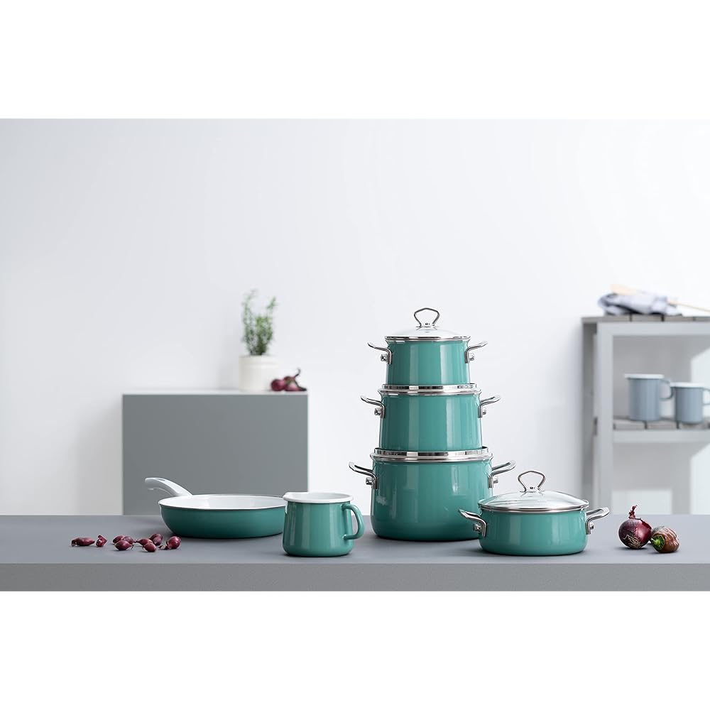 RIESS Two Hand Pot Crystal Blue 1kg Casserole Meter Glasd 24cm 4L 0658-037