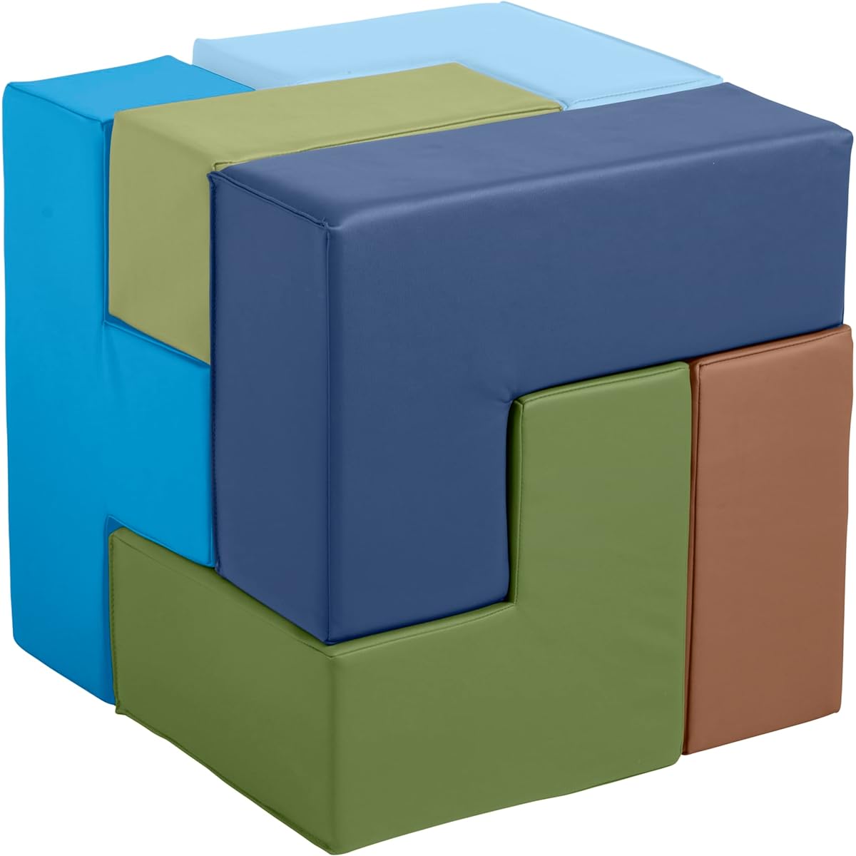 ECR4Kids SoftZone Brainy Building Blocks Foam Puzzle, Earth Tones, 7 Pieces