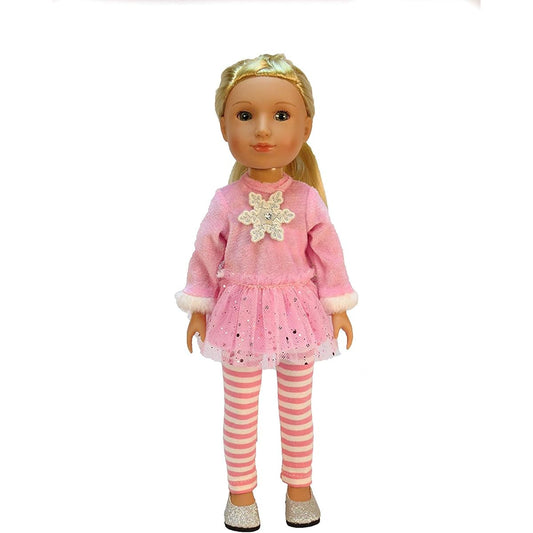 37cm DOLL: Pink Snowflake Pant Set for 36cm Dolls - Fits 36cm Dolls such as the Wellie Wishers