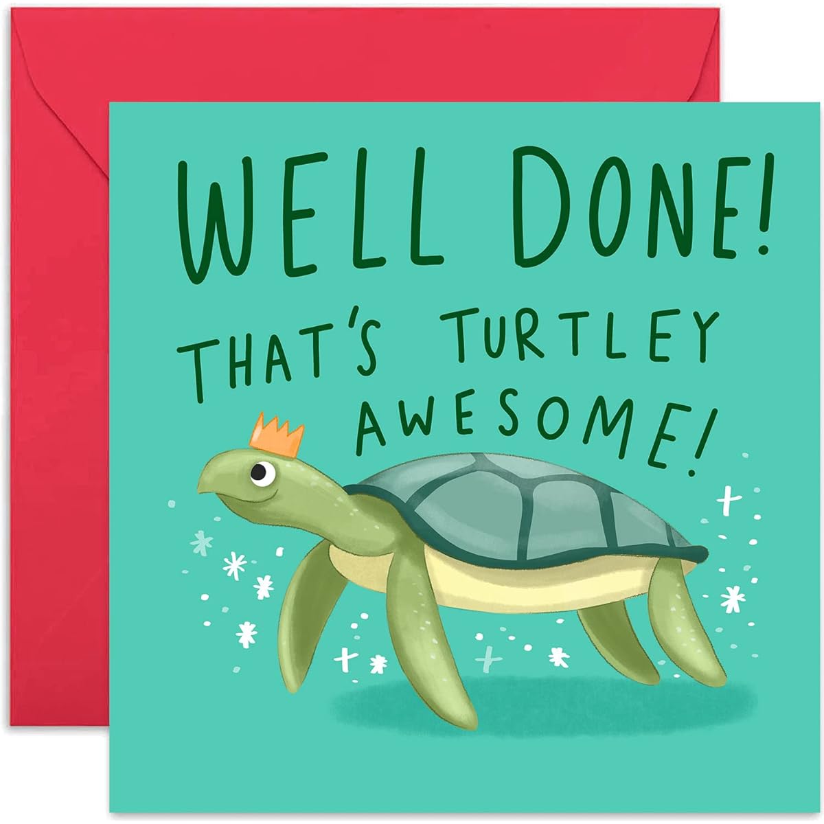 Old English Co. Well Done Turtley Awesome Congratulations Cards - Cute and Fun Pun Celebration Greeting Cards | New Job, Passing a Test, New Home, Driver's License Test | Blank Inside with Envelope