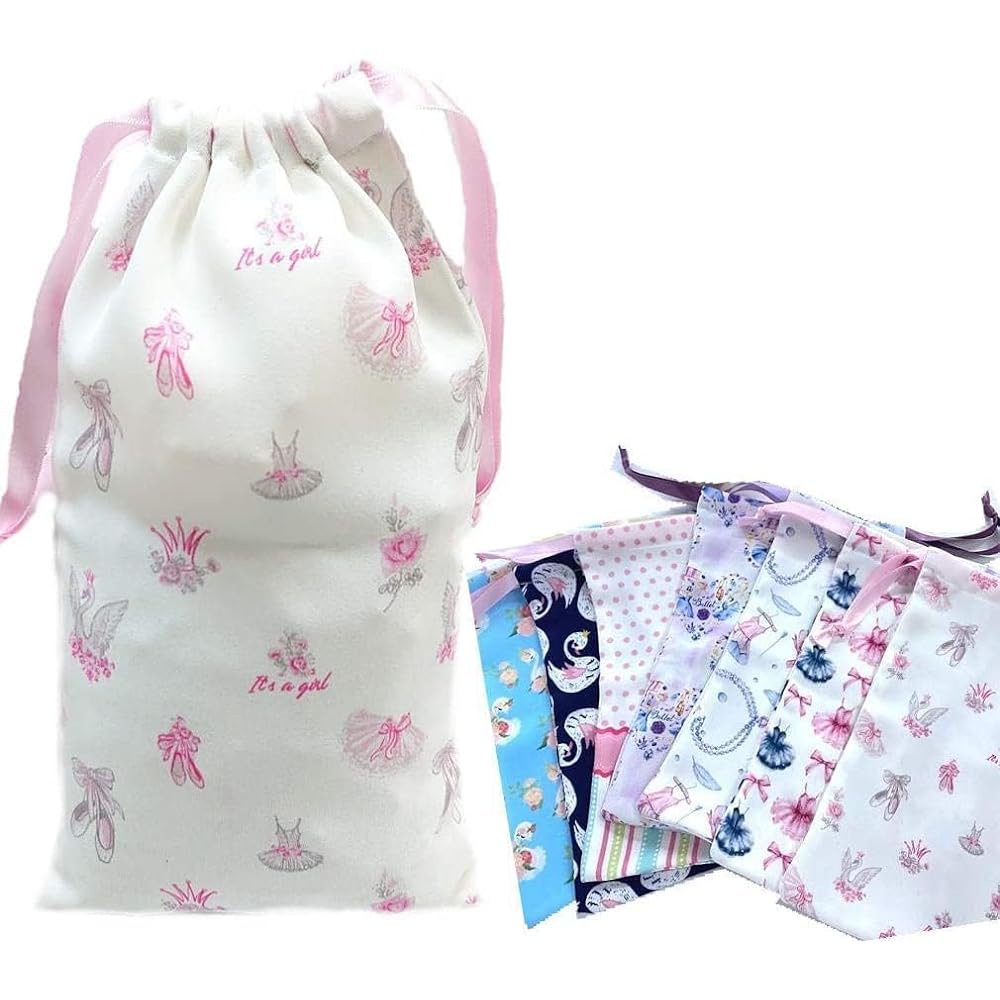 Ballet specialty store Mignon Ballet Drawstring Bag 2 Pattern Set Gift Wrapped [Mihorobe] Ballet Shoe Holder Accessory Holder