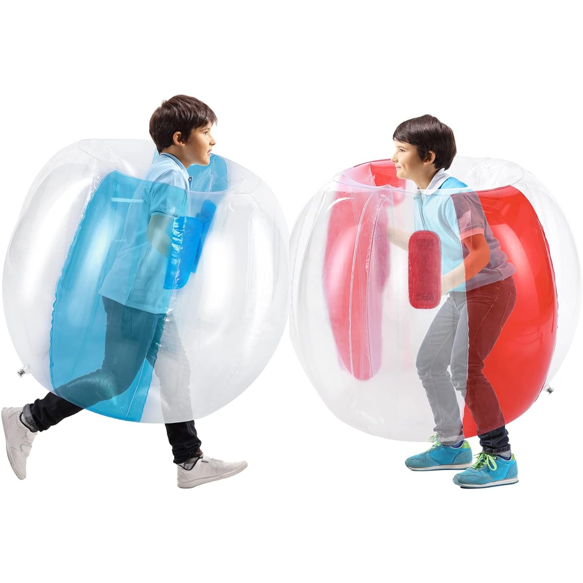 Theefun Bumper Balls Inflatable Sumo Balls 2 Pack 36 Inch Bopper Toys for Kids Physical Outdoor Active Play Giant Human Hamster Knocker Body Zorb Ball Body Bubble Soccer Ball