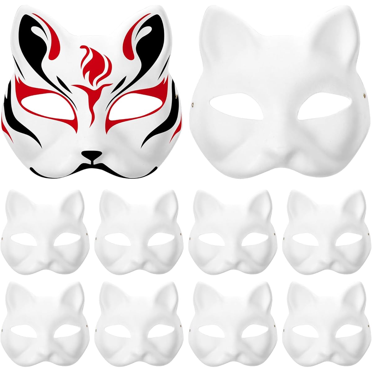 Toyvian Halloween Cat Mask 10 Pieces Halloween Cat Mask Blank Paper Blank Hand Painted DIY Mask Full Face Opera Masquerade Mask