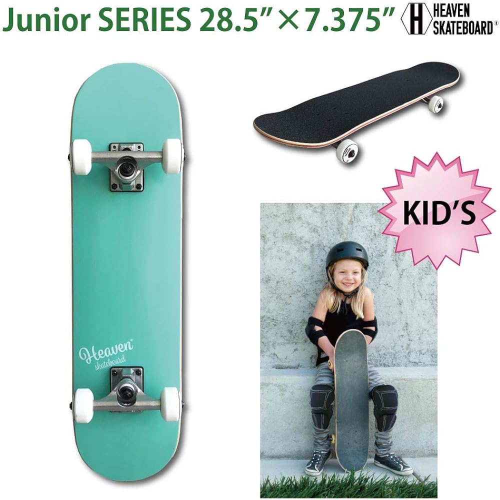 Skateboard Skateboard Complete HEAVEN SKATE BOARD JUNIOR SERIES 28.5 MINT BLUE Mint Blue Heaven Skateboard JASA Membership For Kids Juniors 28.5x7.375 inches Approx. 72.4x18.4cm