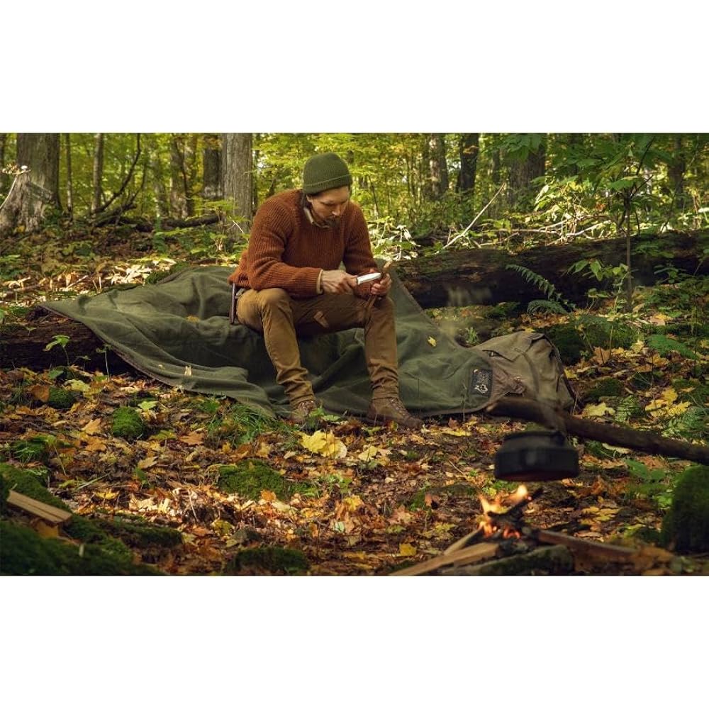 [Bushcraft Spain] Oilskin & Wool Ground Sheet Brown/Green 2x1.5m Bushcraft Spain Military Curtain Tarp Leisure Sheet
