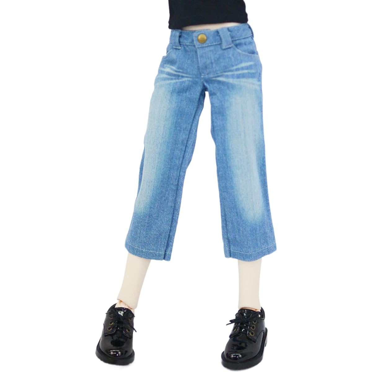 [Petite Marie] 1/3 MDD compatible Okayama processing 8/10th length wide jeans light blue KOJIMA processing Jeans processing Low rise wide jeans Stretch denim Vintage processing 40cm doll BJD Doll clothes [Petite Marie] [No.0132]