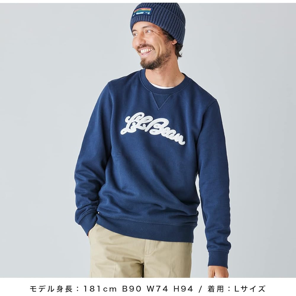 [LLB] Men's Athletic Sweatshirt, Crew Neck Script Logo Japan Fit