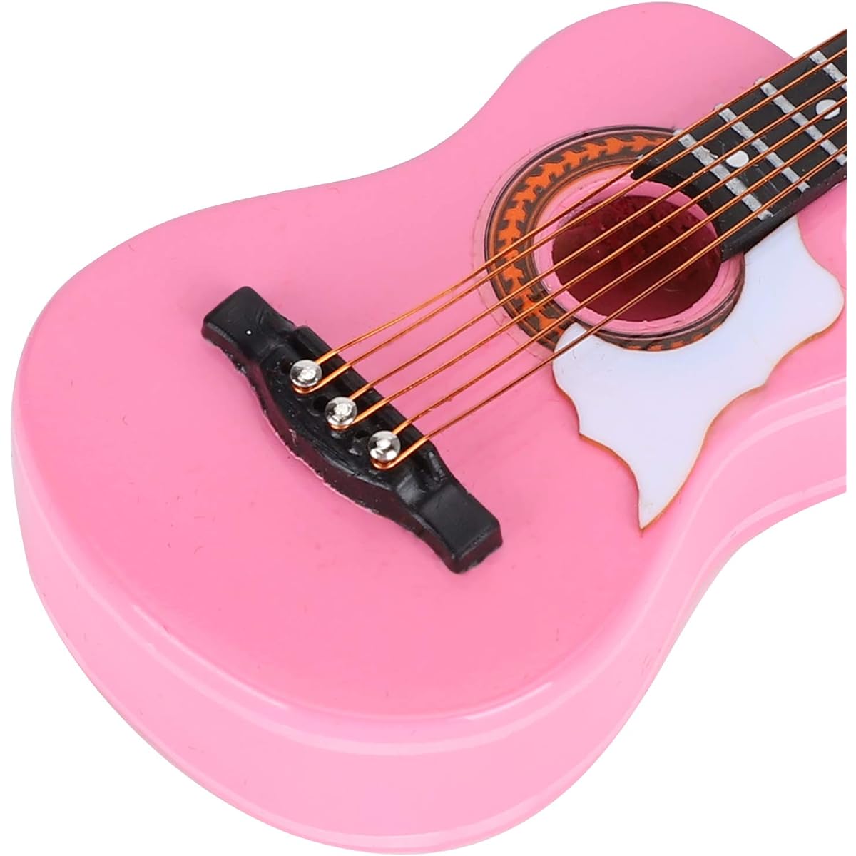 FIYO Mini Guitar Model, 10 x 3.5cm Pink Wood Musical Instrument Model, Mini Musical Instrument Model Ornament Music Room Ornament Gift