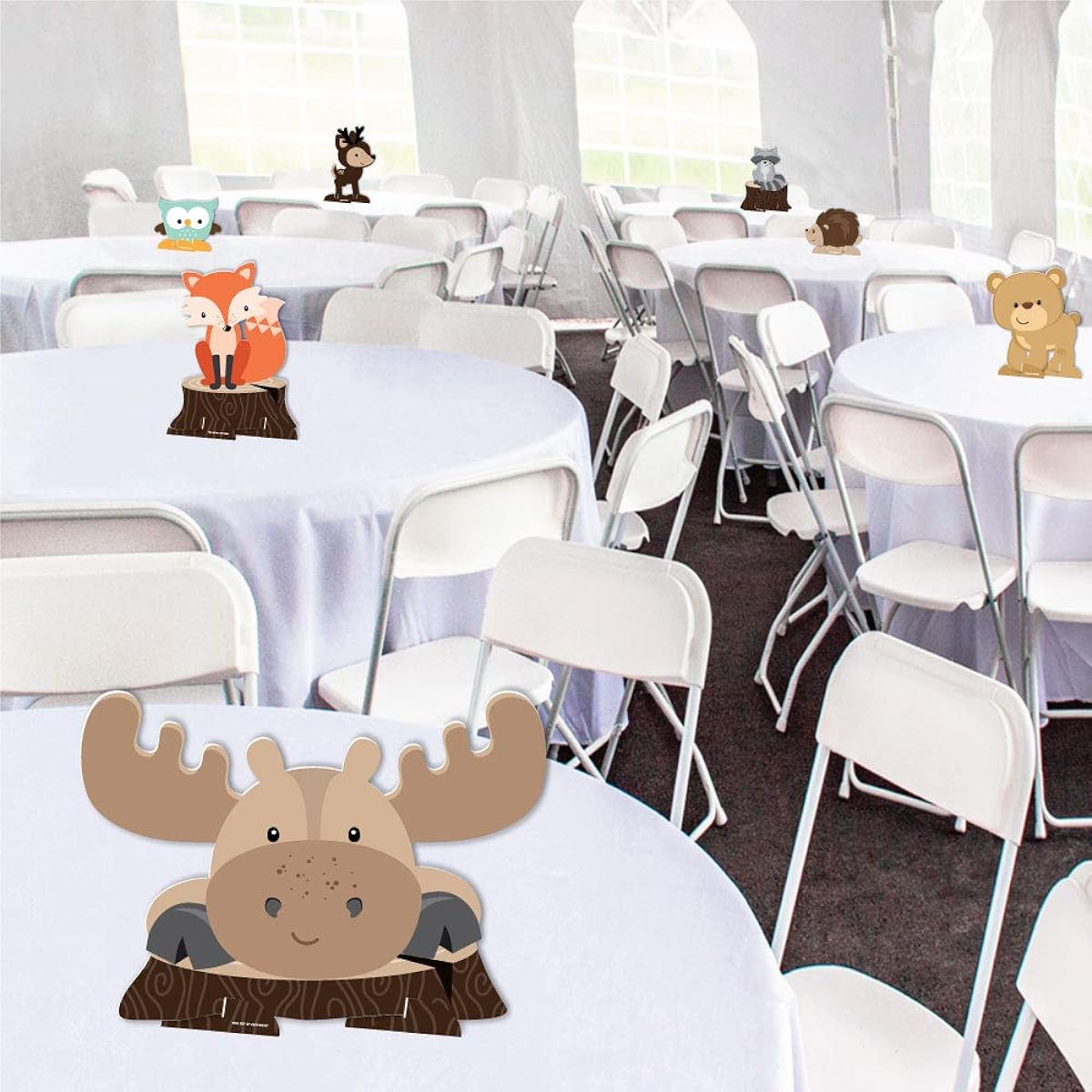 Big Dot of Happiness Woodland Creatures - Baby Shower or Birthday Party Centerpiece Table Decorations - Tabletop Panels - 7 Pieces