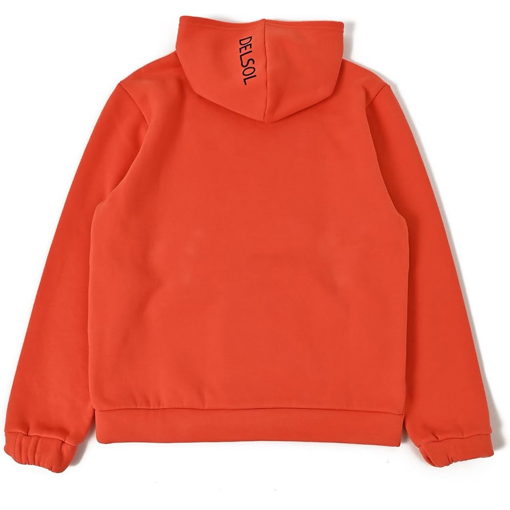[Delsol] 7802 Different Pocket Fleece Lined Hoodie Parka Orange Fleece Lined Winter Outerwear Delsol Golf Golf Wear Women's M L LL 3L Large Size