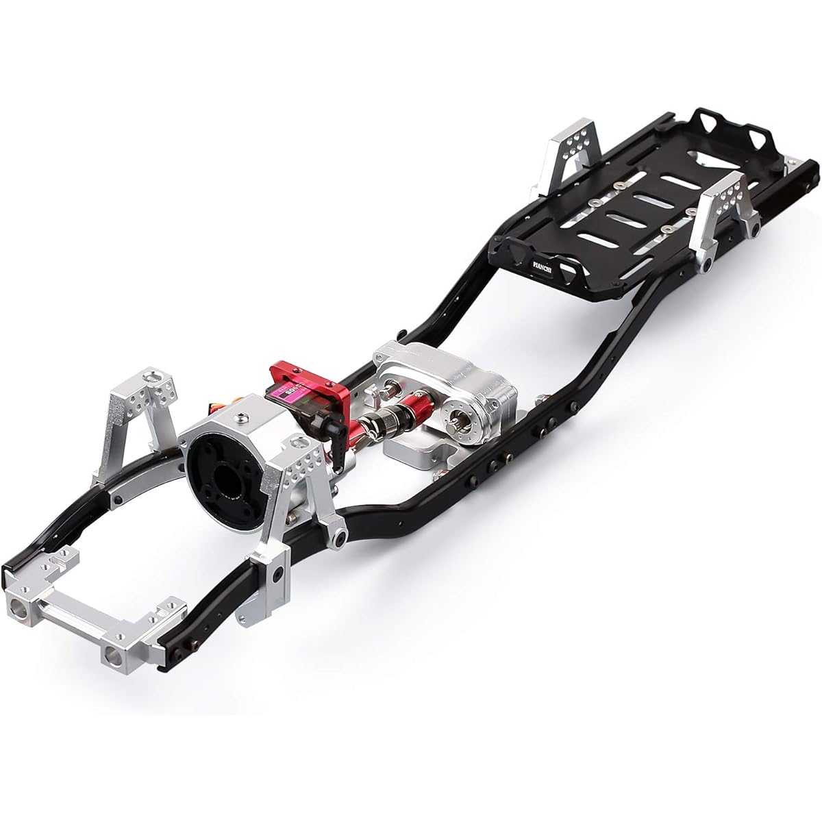 INJORA RC Metal Chassis Frame 313mm Wheelbase with Prefixal Shiftable Gearbox for 1/10 RC Crawler Car Axial SCX10 90046