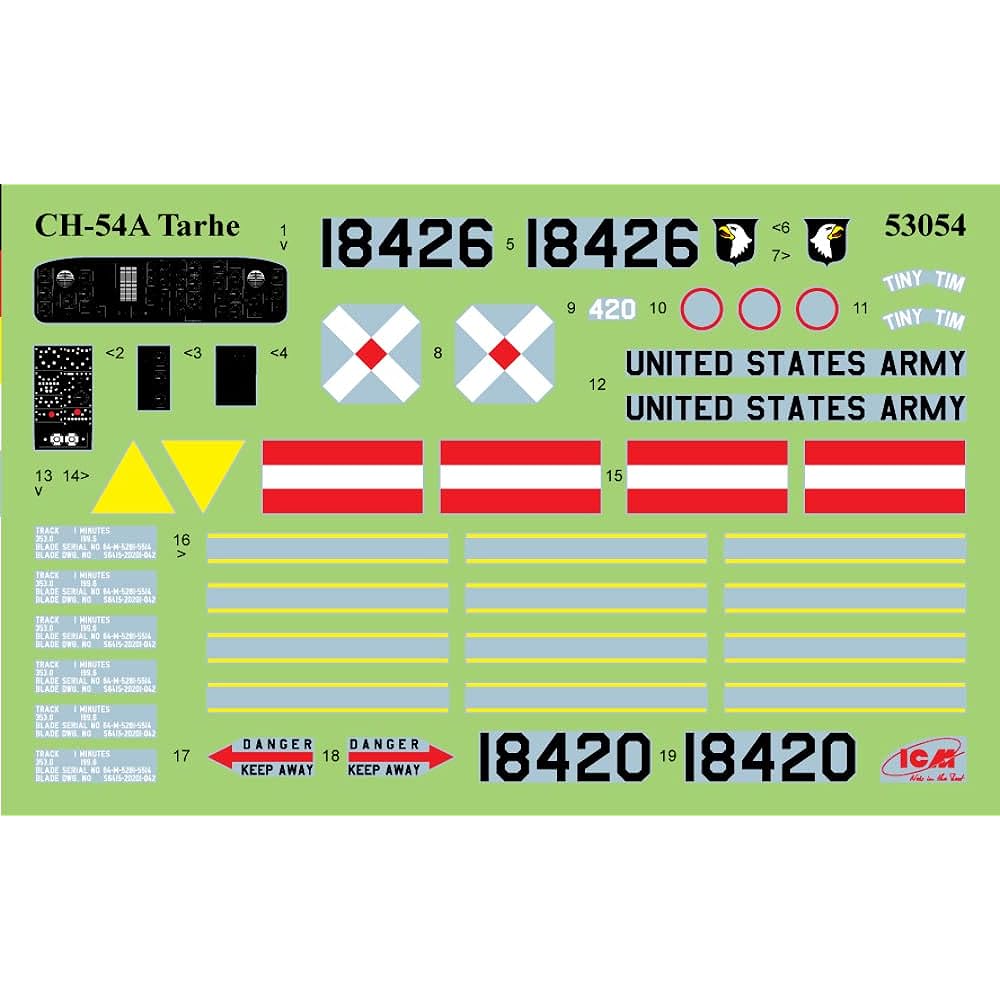 ICM 1/35 US Army Heavy Transport Helicopter Sikorsky CH-54A Tarhe Plastic Model 53054