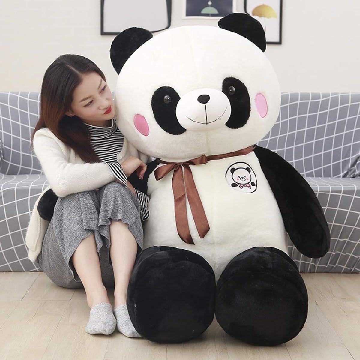Panda stuffed animal, body pillow, cute panda, cushion, soothing, fluffy, sleeping together, ornament, store decoration, children, girlfriend, boyfriend, birthday present