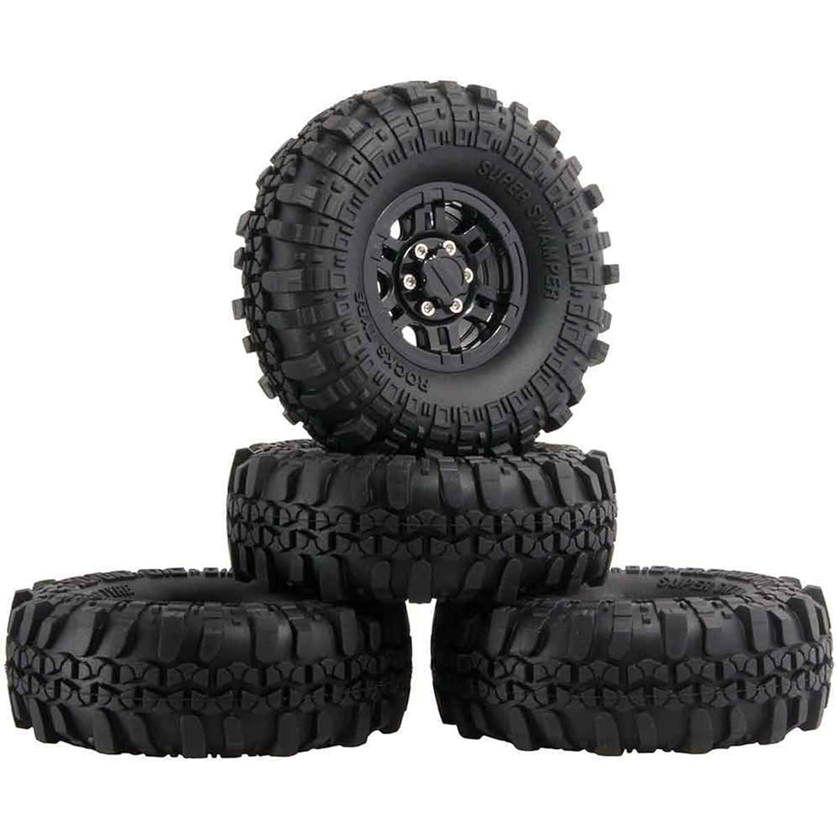BOLIDORC 110mm RC Crawler Rubber Tires and Plastic 1.9" Beadlock Wheel Rims Replacement Parts for 1/10 Traxxas TRX4 AXIAL SCX10 D90 RC Crawler Car
