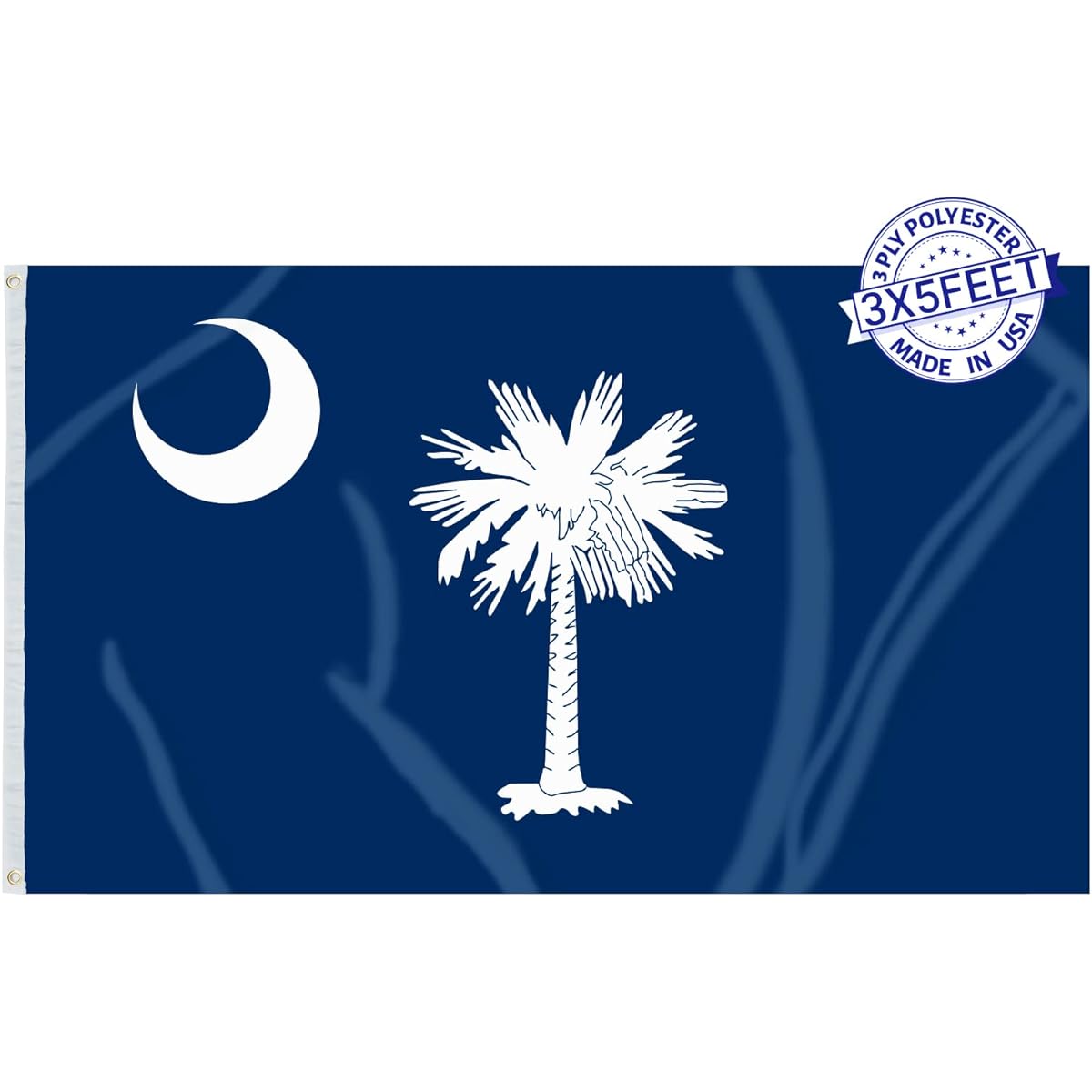 AMZFLAG South Carolina State Flag 3x5ft Made in the USA Heavy Duty 3 Layer SC South Carolina State Flag Thick Material Palmetto State Flag with 2 Brass Grommets